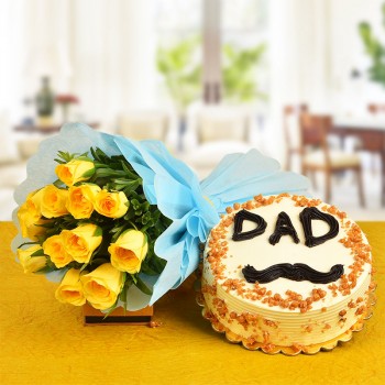 Crunchy Butterscotch Cake with Bright Roses